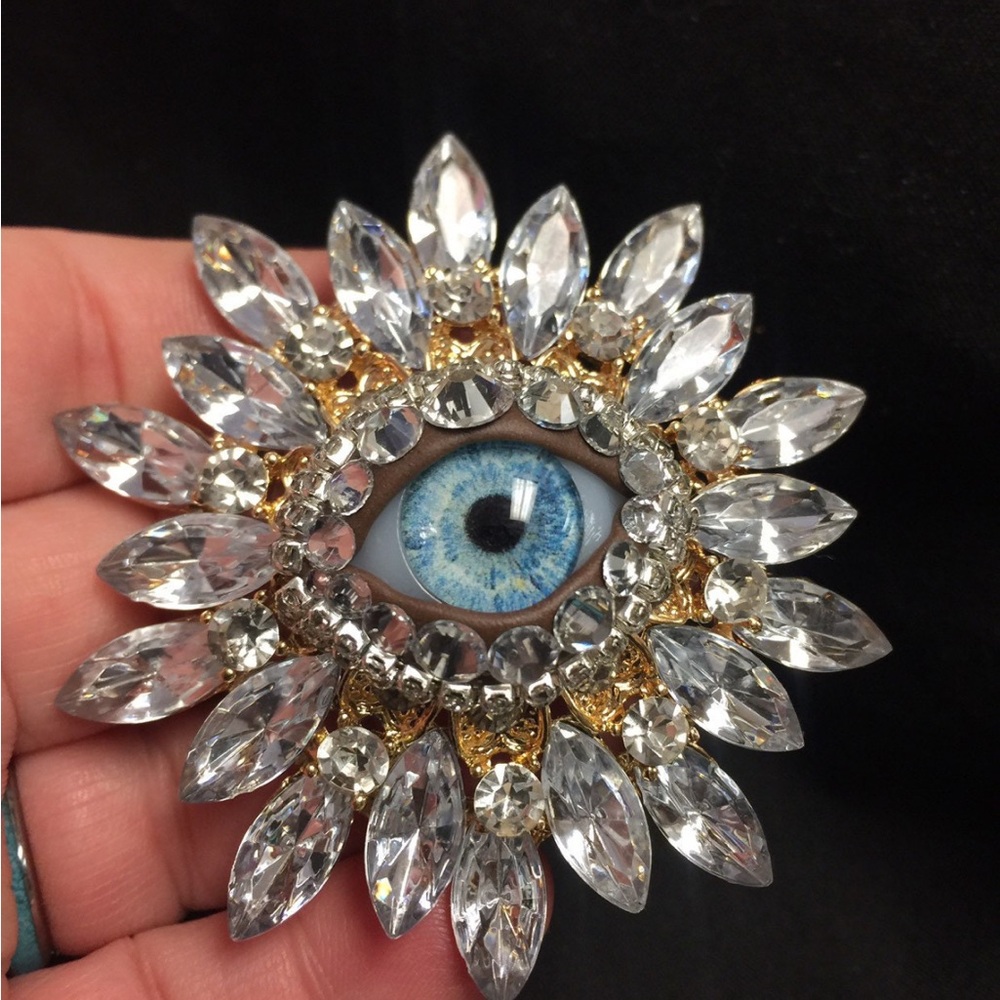 Blue Eye Crystal Statement Brooch - Women Jewelry